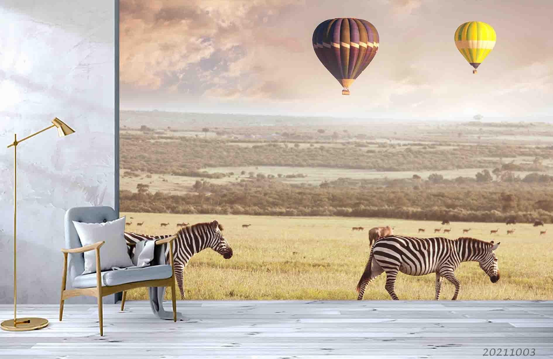 3D Hot Air Balloon Landscape Wall Mural Wallpaper LQH 513- Jess Art Decoration