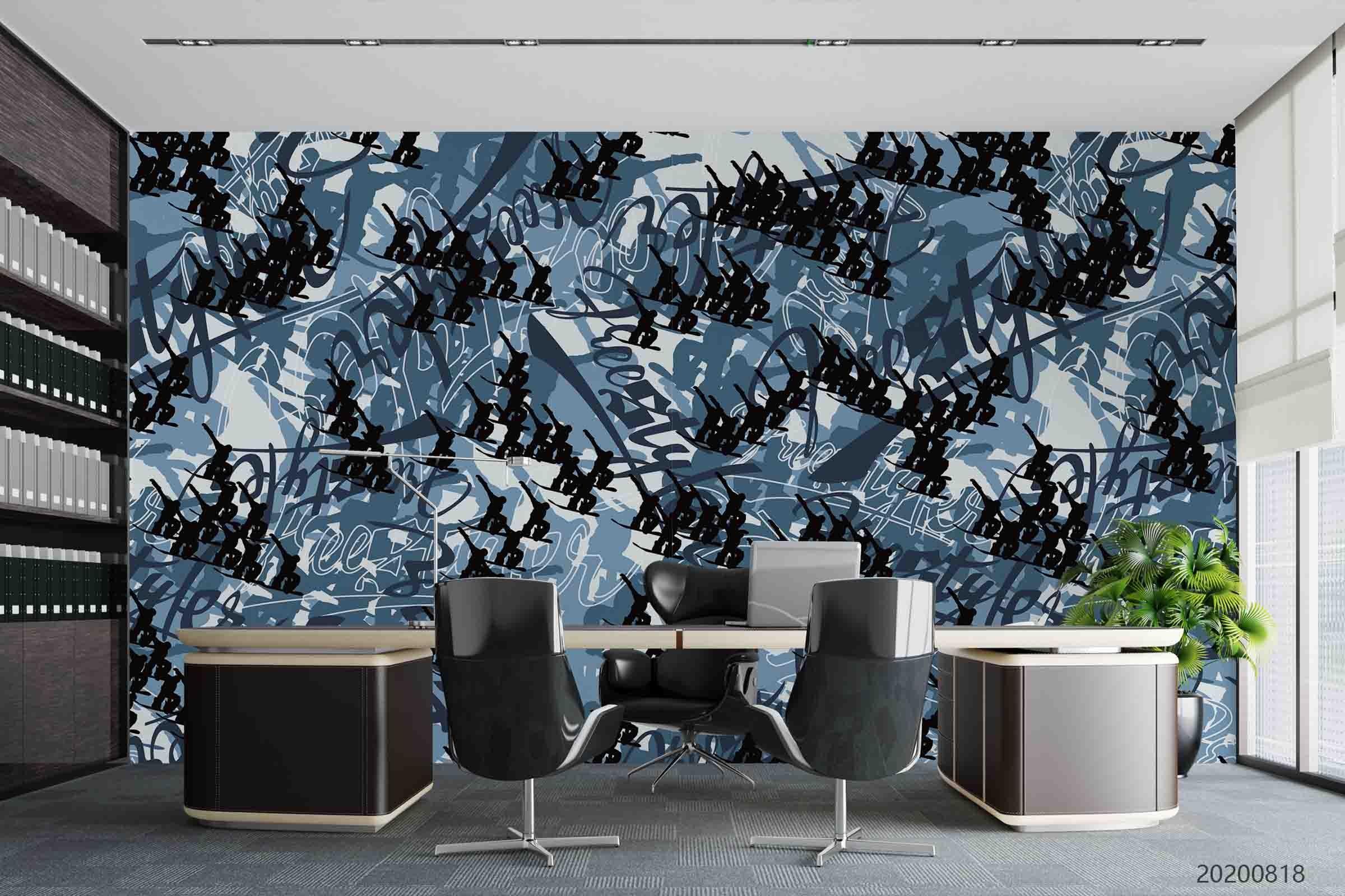3D Abstract Vintage Blue Pattern Wall Mural Wallpaper LXL 1150- Jess Art Decoration