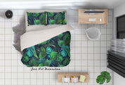 3D Tropical Green Leaf Quilt Cover Set Bedding Set Duvet Cover Pillowcases 323- Jess Art Decoration