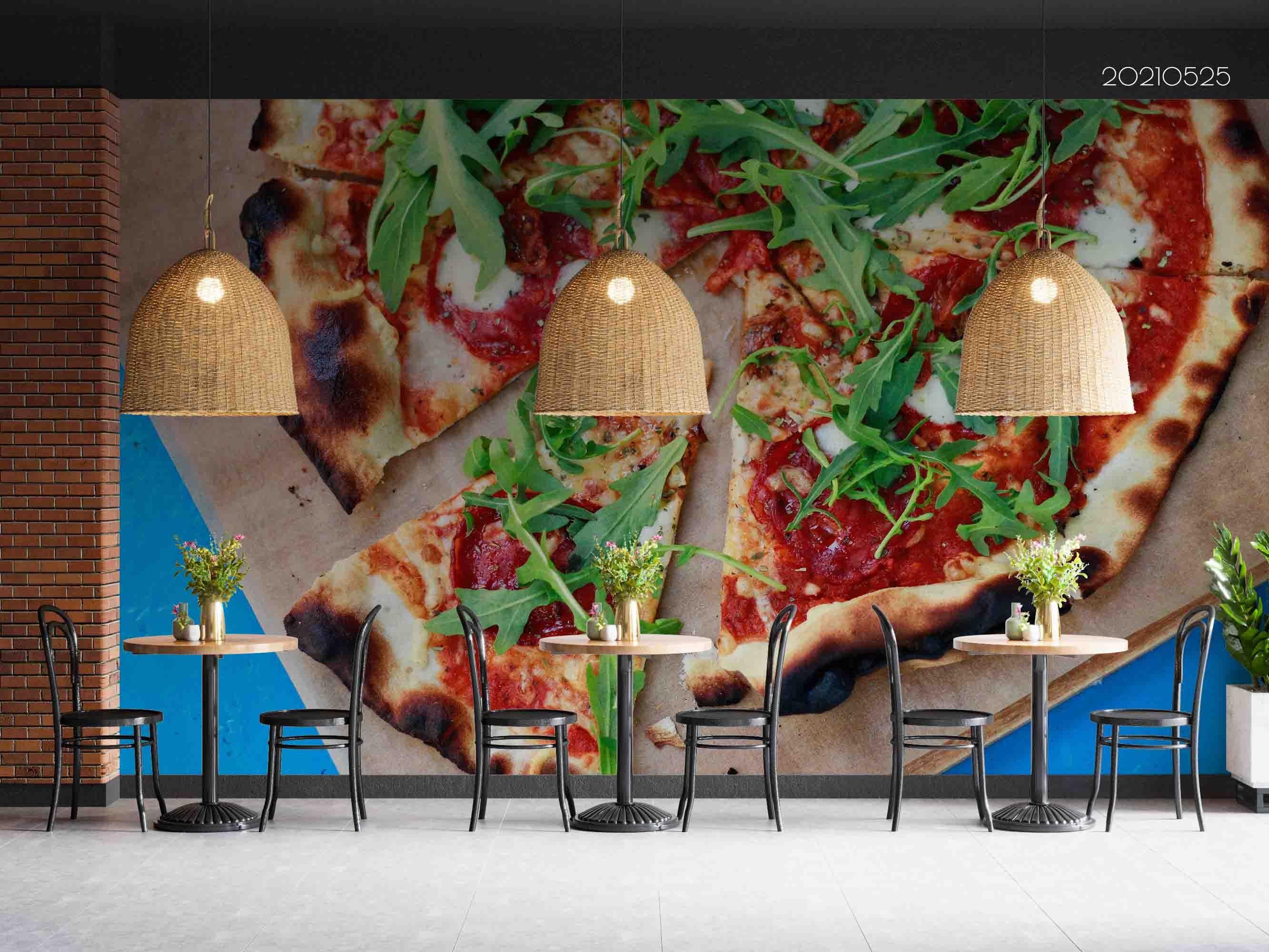 3D Big Pizza Slices Kraft Paper Tomato Paste Wall Mural Wallpaper SWW120- Jess Art Decoration