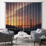 3D Bridge Sea Dusk Landscape Curtains and Drapes GD 2646- Jess Art Decoration