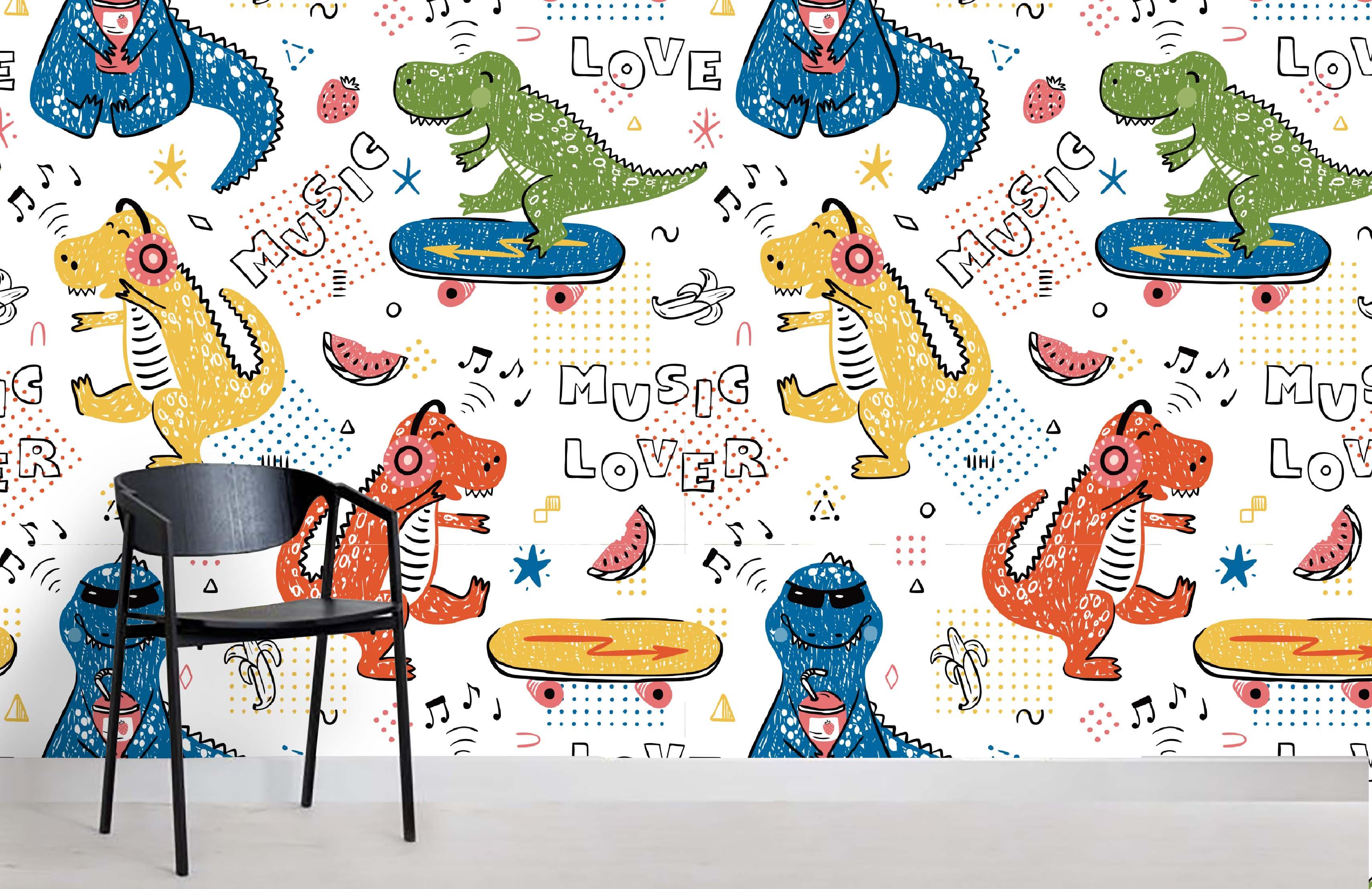 3D Color Cartoon Dinosaur Wall Mural Wallpaper  100- Jess Art Decoration