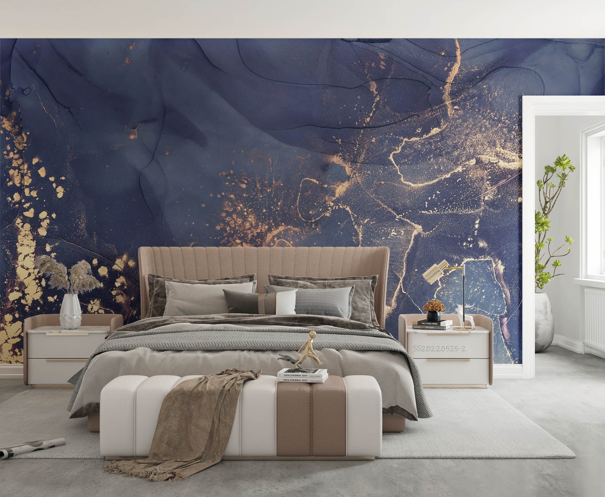 3D Abstract Marble Texture Dark Blue Wall Mural Wallpaper GD 92- Jess Art Decoration