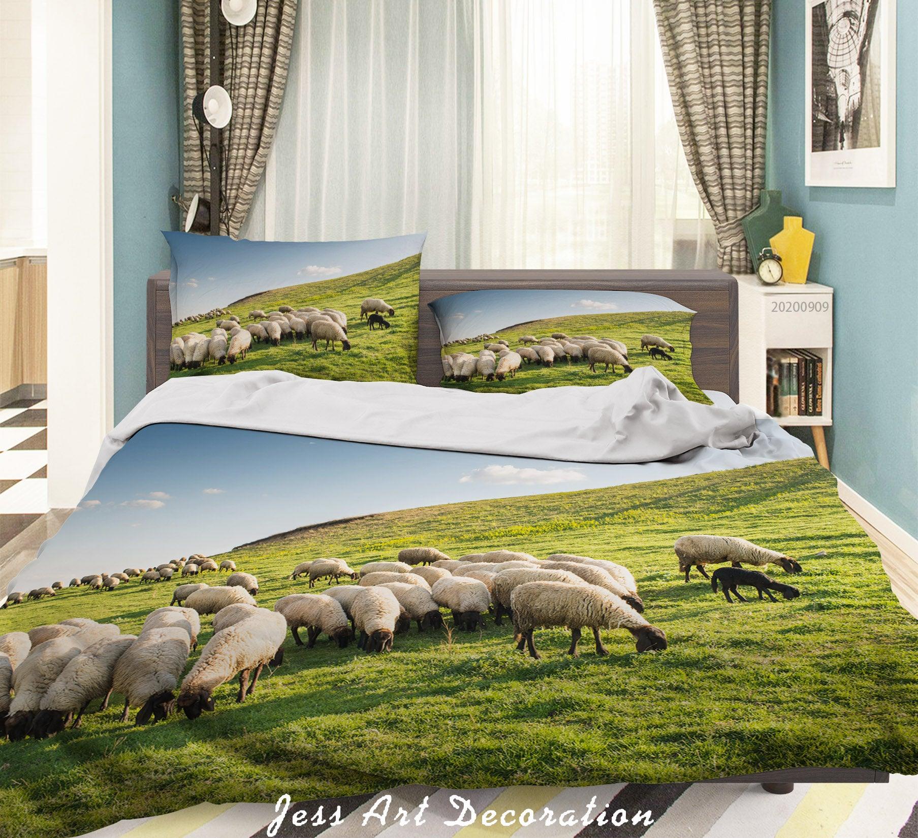 3D Nature Animal Sheep Quilt Cover Set Bedding Set Duvet Cover Pillowcases WJ 6035- Jess Art Decoration