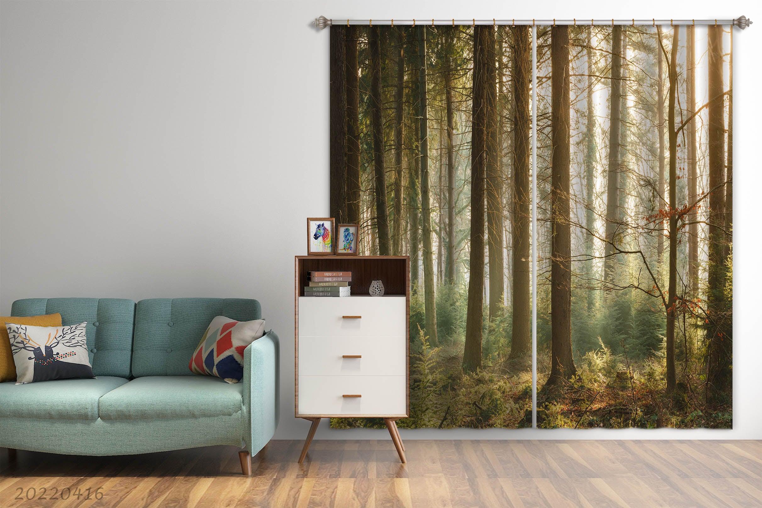 3D Woods Tree Branch Sunbeam Wilderness Curtains and Drapes GD 4491- Jess Art Decoration