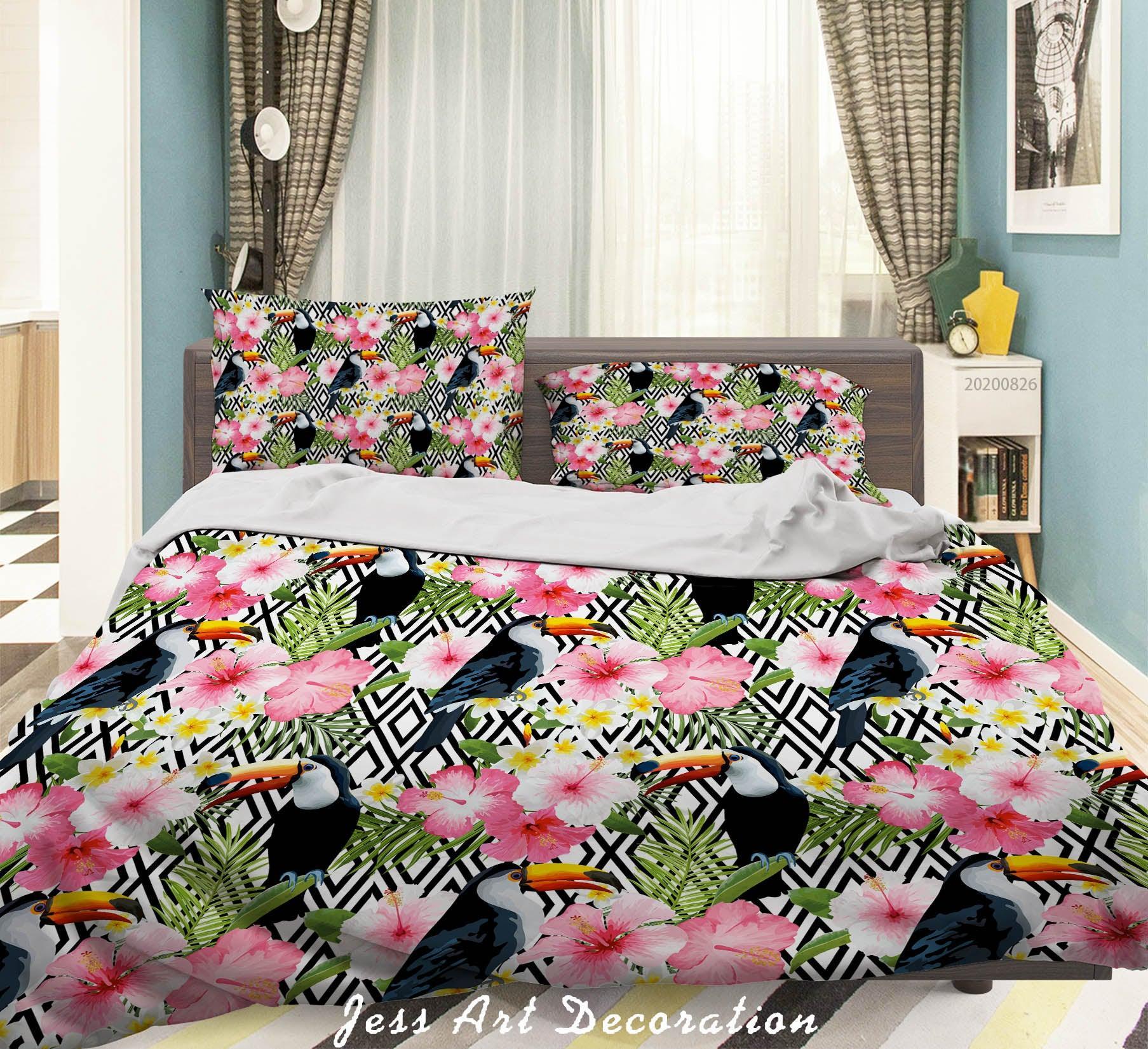 3D Flowers Birds Pattern Quilt Cover Set Bedding Set Duvet Cover Pillowcases WJ 1306- Jess Art Decoration