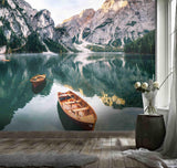 3D Mountains River Boat Wall Mural Wallpaper 67- Jess Art Decoration