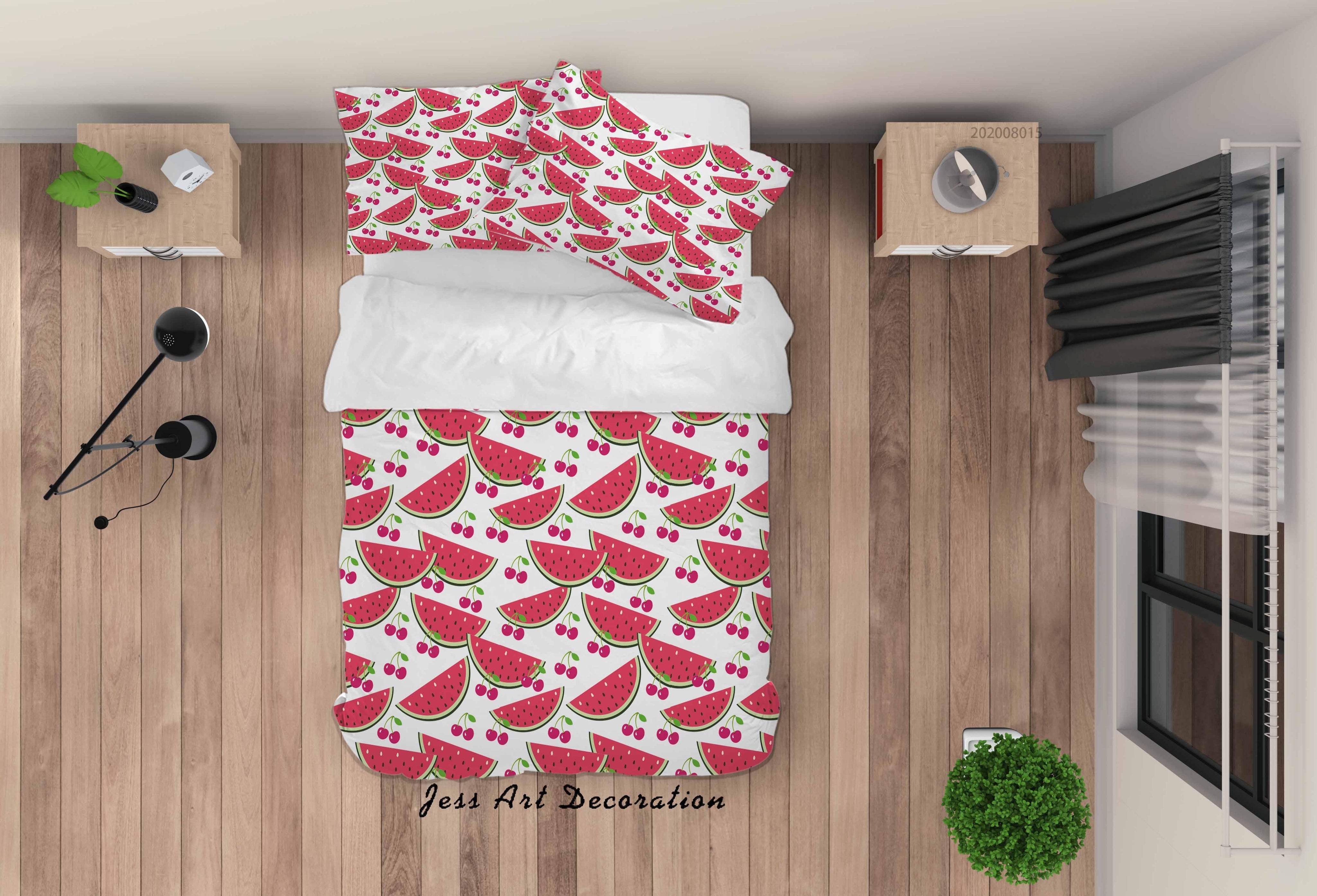 3D Watermelon Fruity Quilt Cover Set Bedding Set Duvet Cover Pillowcases LXL- Jess Art Decoration