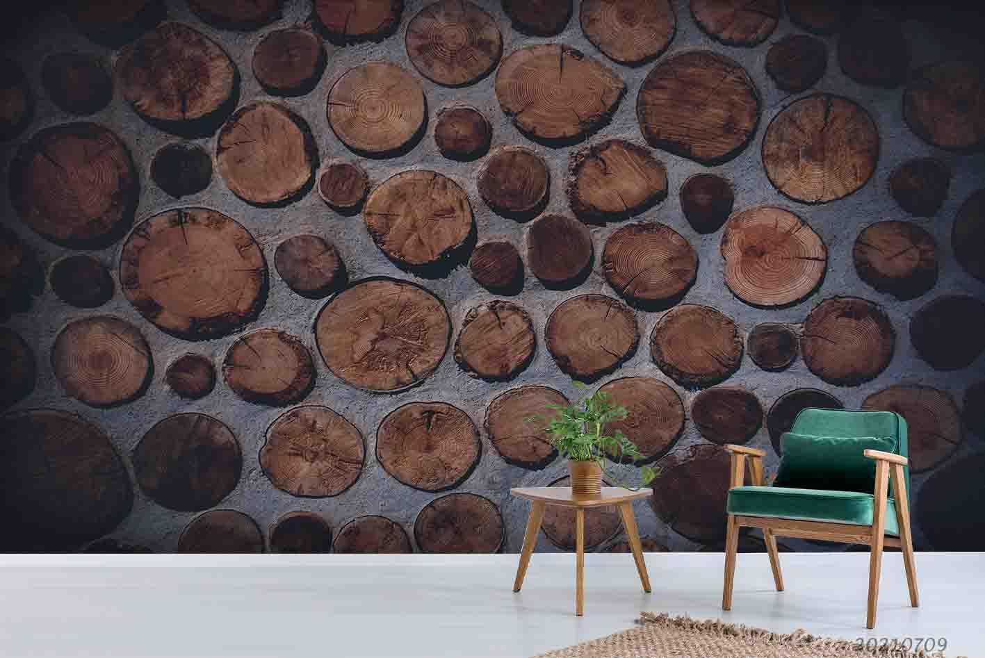 3D Wooden Stump Stacked Wall Mural Wallpaper SWW3972- Jess Art Decoration