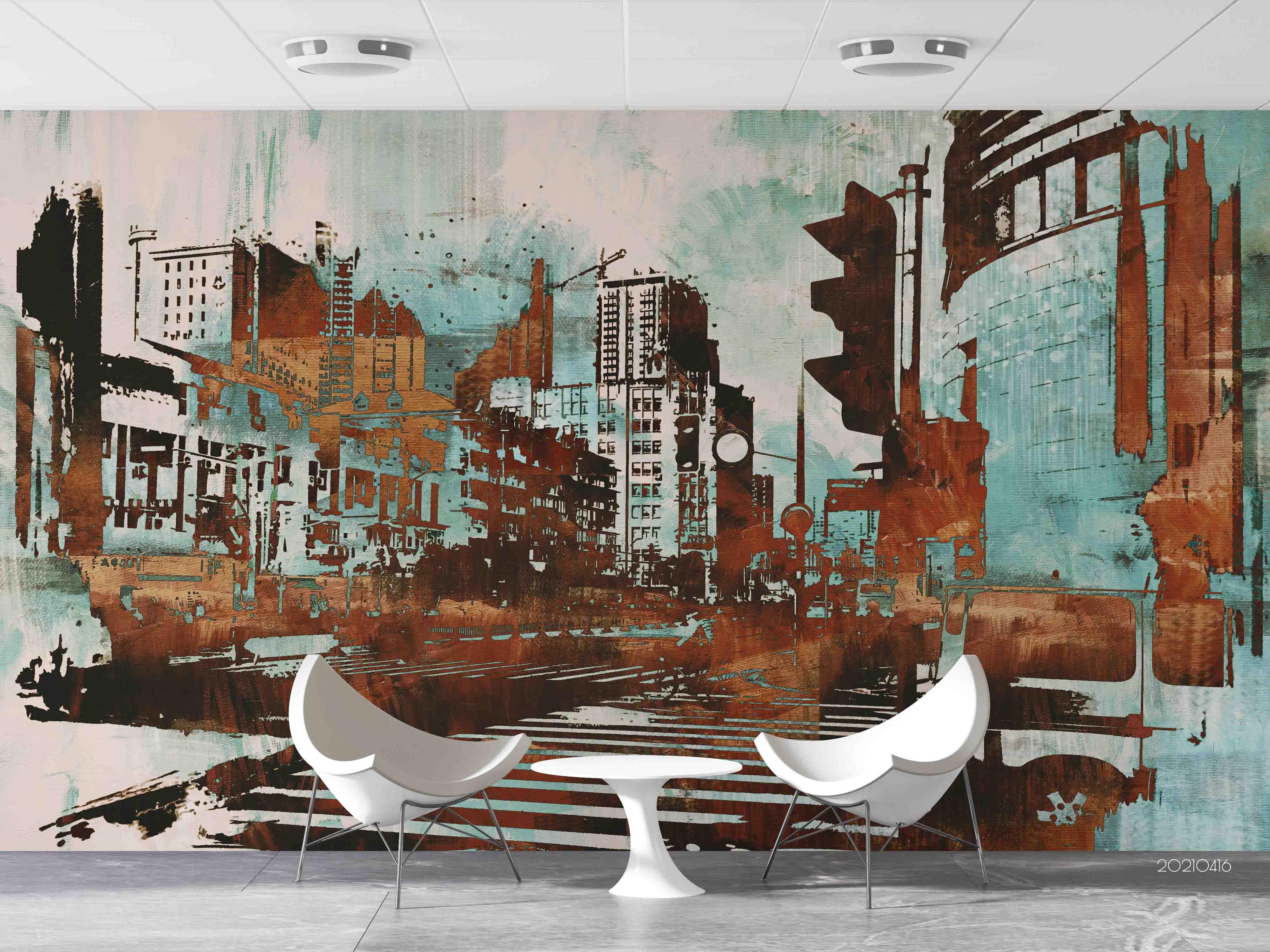 3D Abstract City Architecture Street Landscape Painting Wall Mural Wallpaper GD 4160- Jess Art Decoration