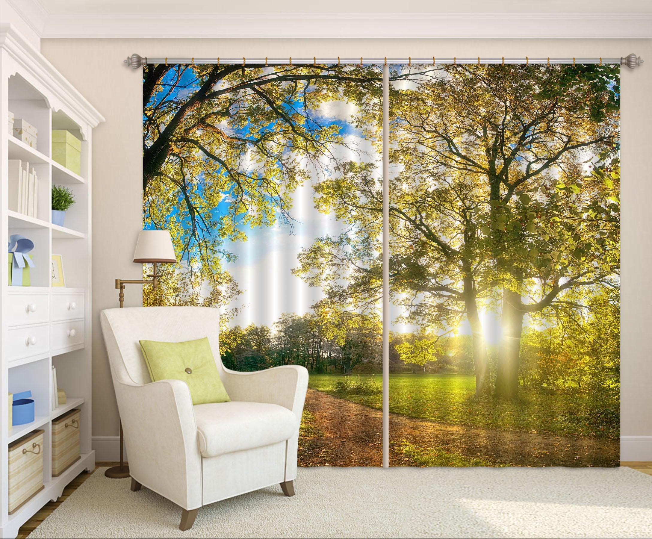 3D Forest Grass Sunlight Curtains and Drapes SF17- Jess Art Decoration