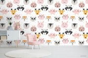 3D Cartoon Colorful Smiley Animal Wall Mural Wallpaper LXL 273- Jess Art Decoration