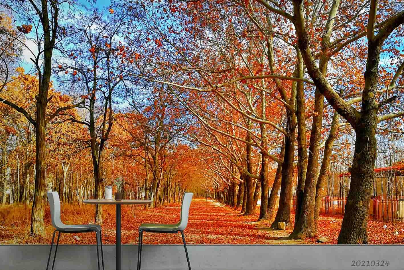3D Autumn Forest Nature Landscape Wall Mural Wallpaper LQH 351- Jess Art Decoration