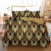 3D Hand Drawn Golden Feather Quilt Cover Set Bedding Set Duvet Cover Pillowcases 290- Jess Art Decoration