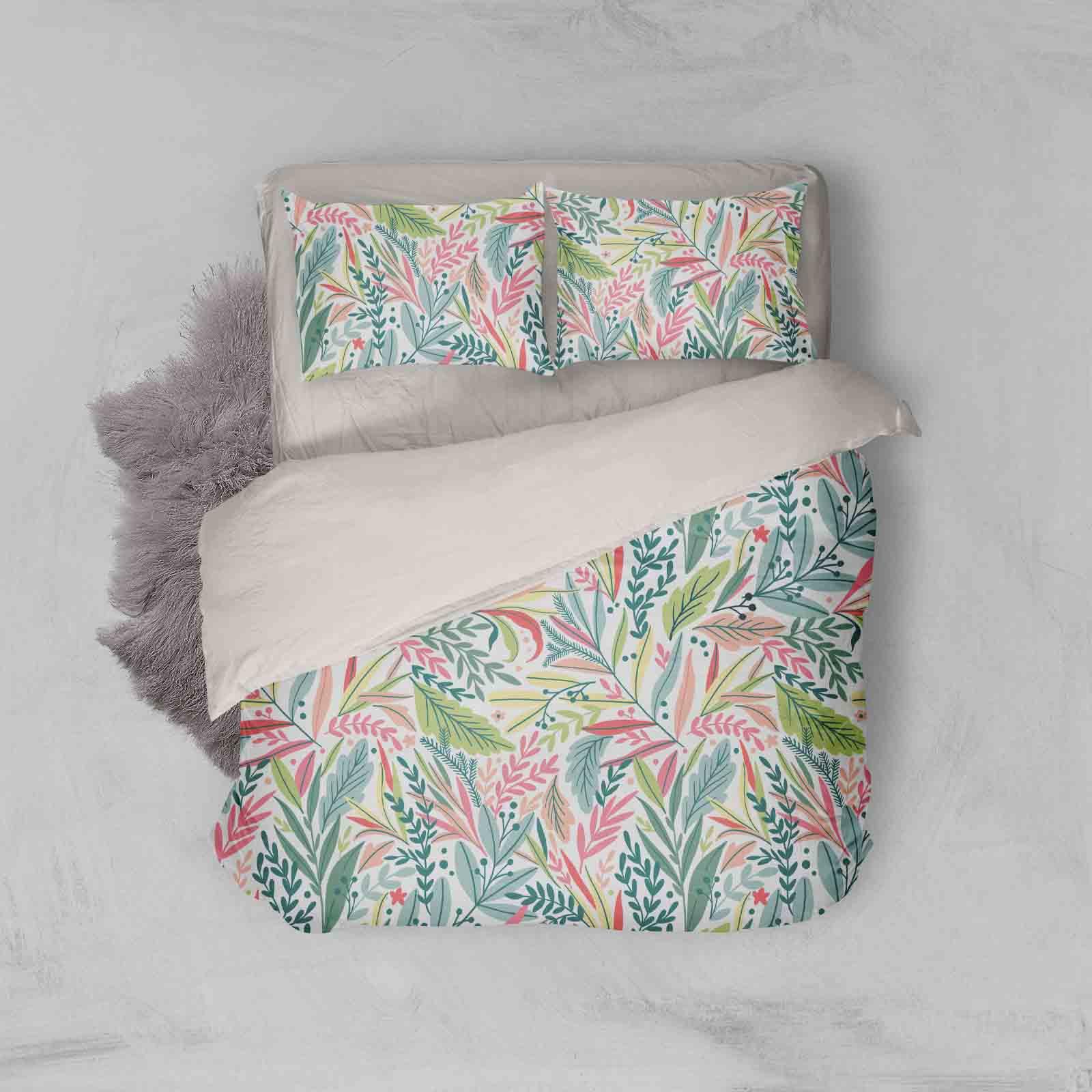 3D Watercolor Leaves Quilt Cover Set Bedding Set Pillowcases 92- Jess Art Decoration