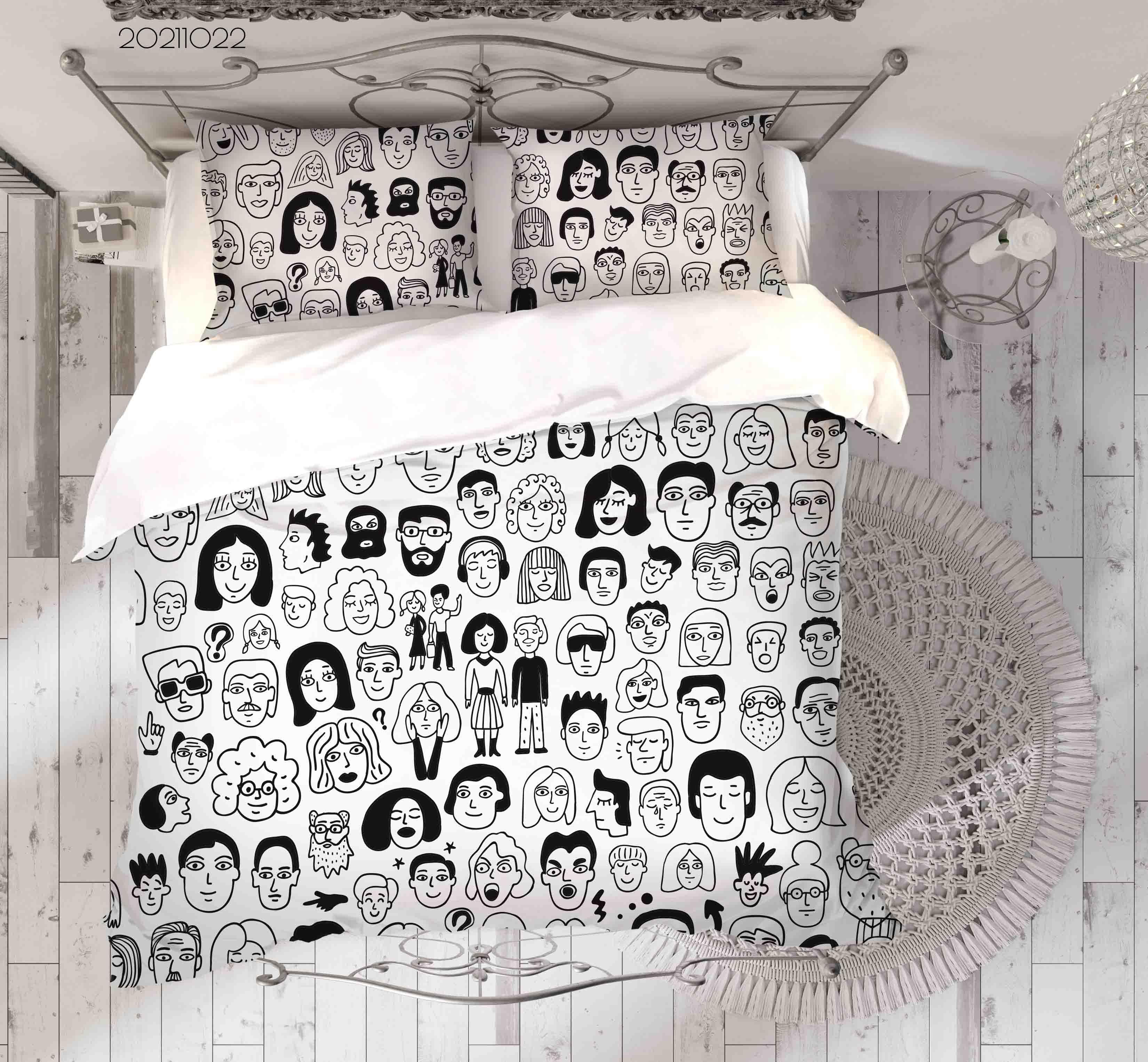 3D Abstract Human Face Art Graffiti Quilt Cover Set Bedding Set Duvet Cover Pillowcases 19- Jess Art Decoration