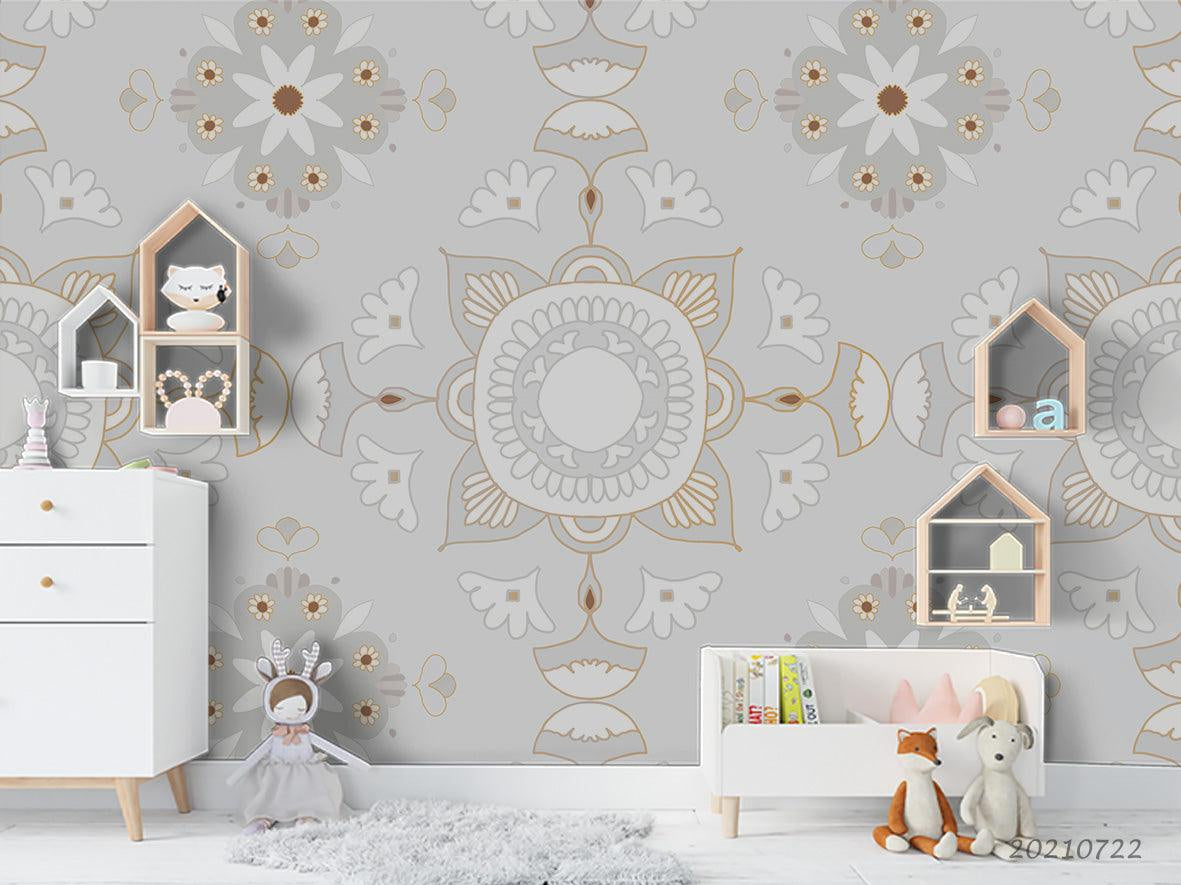 3D Abstract Grey Artistic Floral Wall Mural Wallpaper LQH 6- Jess Art Decoration