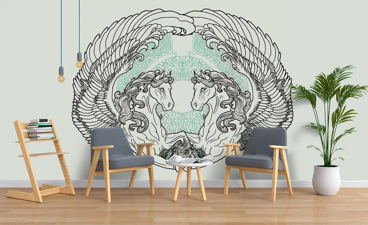 3D Angel Horses Couple Wall Mural Wallpaper 21- Jess Art Decoration