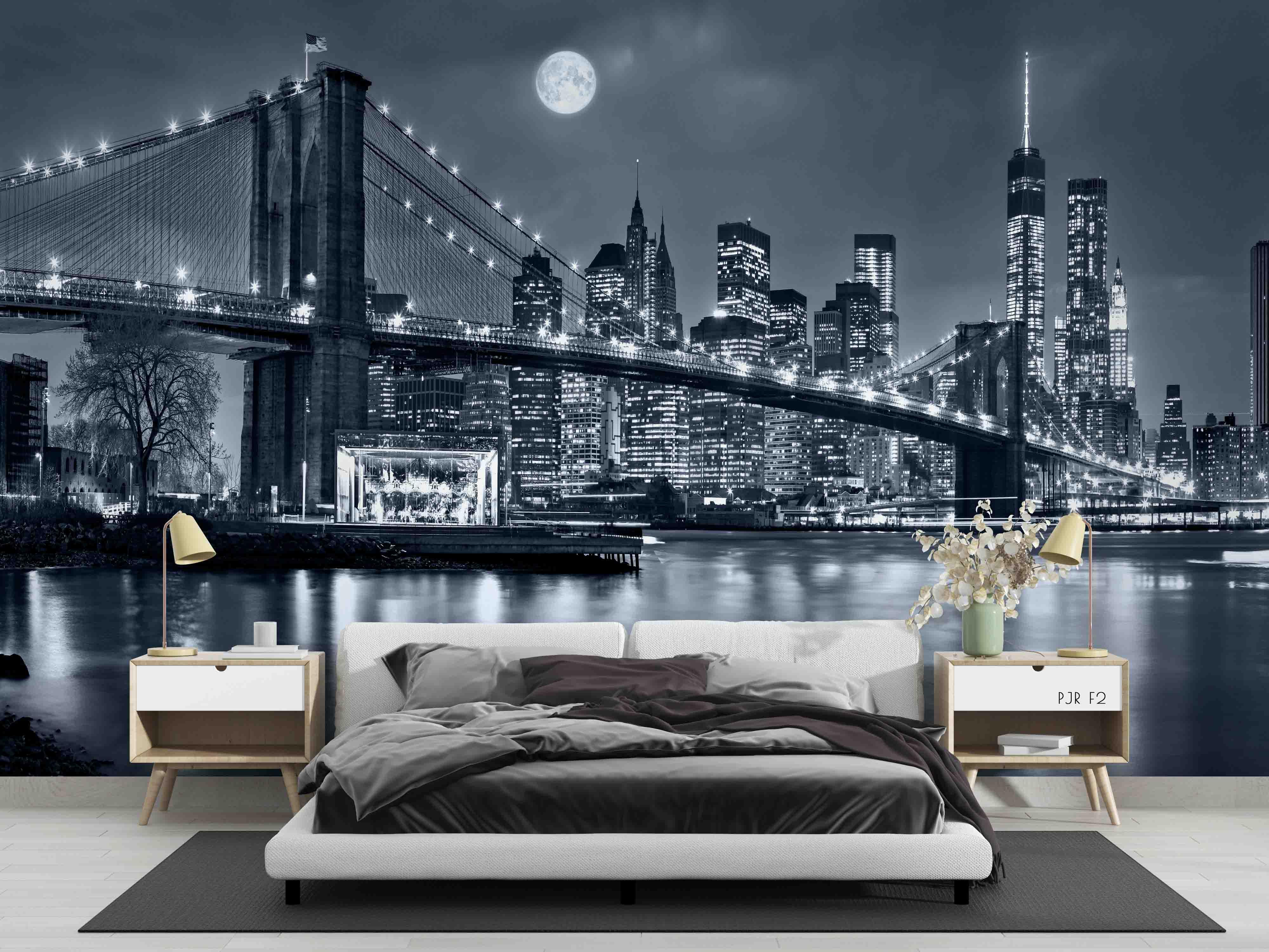 3D Morden City Bridge Moon Wall Mural Wallpaper WJ 2107- Jess Art Decoration