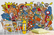 3D Cartoon Color Monsters Graffiti Wall Mural Wallpaper LQH 23- Jess Art Decoration