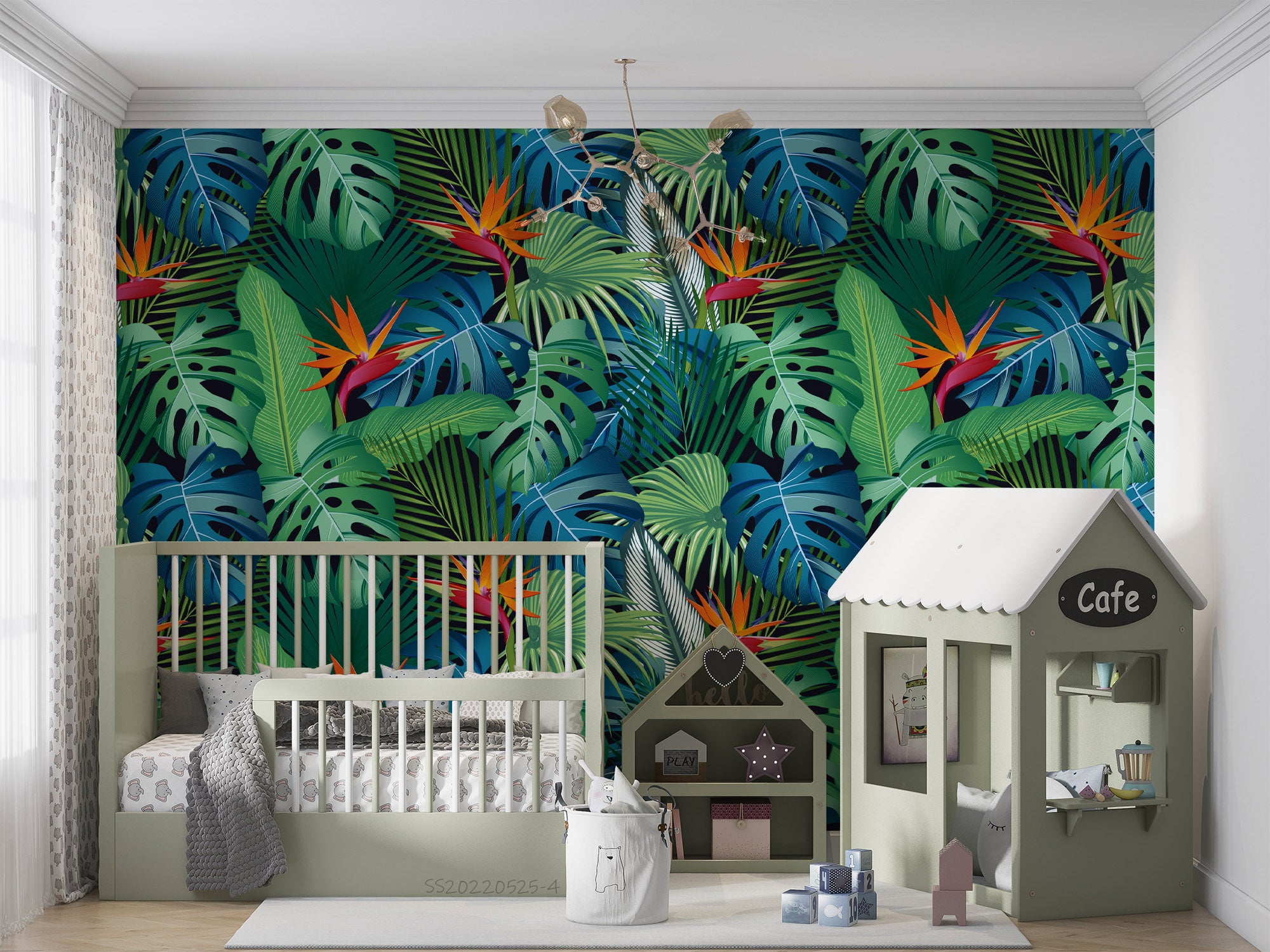 3D Tropical Green Leaf Floral Wall Mural Wallpaper GD 672- Jess Art Decoration