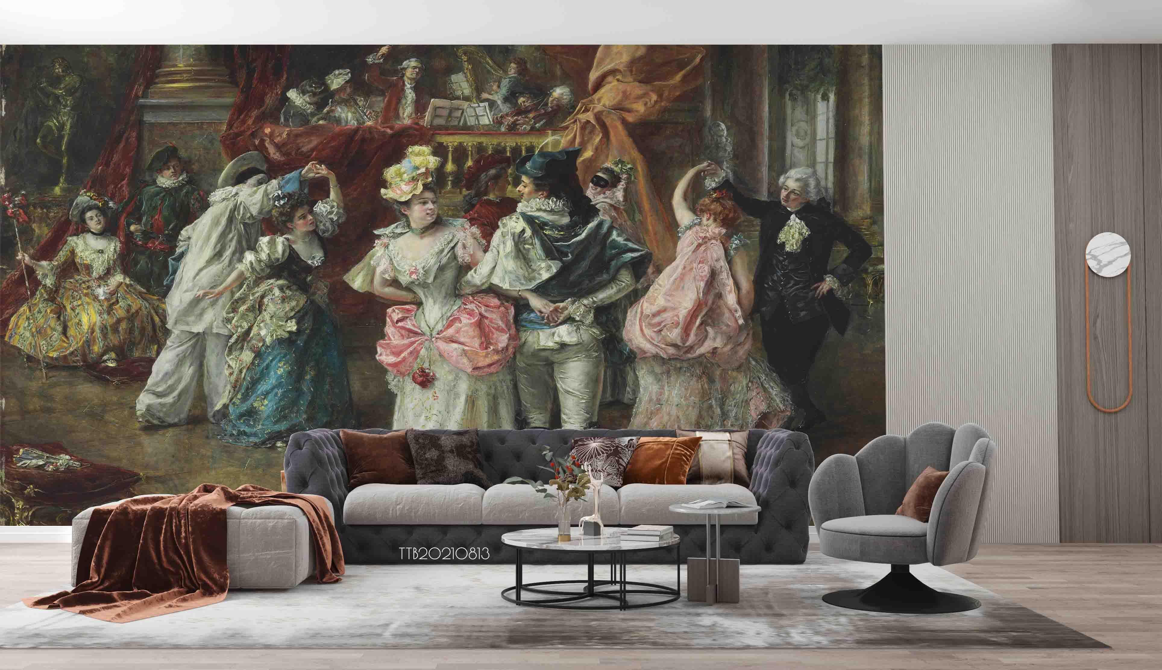 3D European Style Oil Painting Noble Dancing Retro Party Wall Mural Wallpaper 5095- Jess Art Decoration