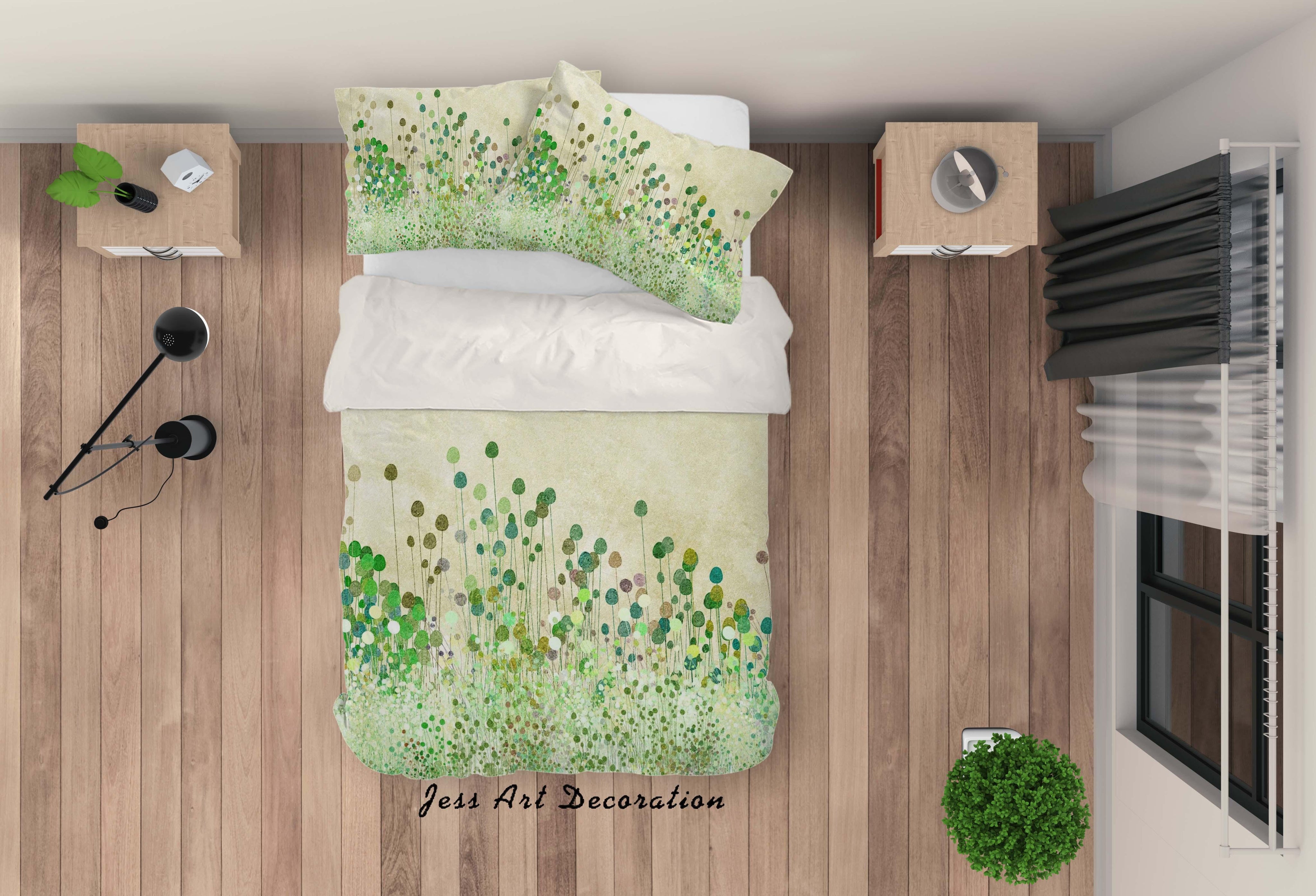 3D Watercolor Green Balloon Quilt Cover Set Bedding Set Pillowcases 02- Jess Art Decoration