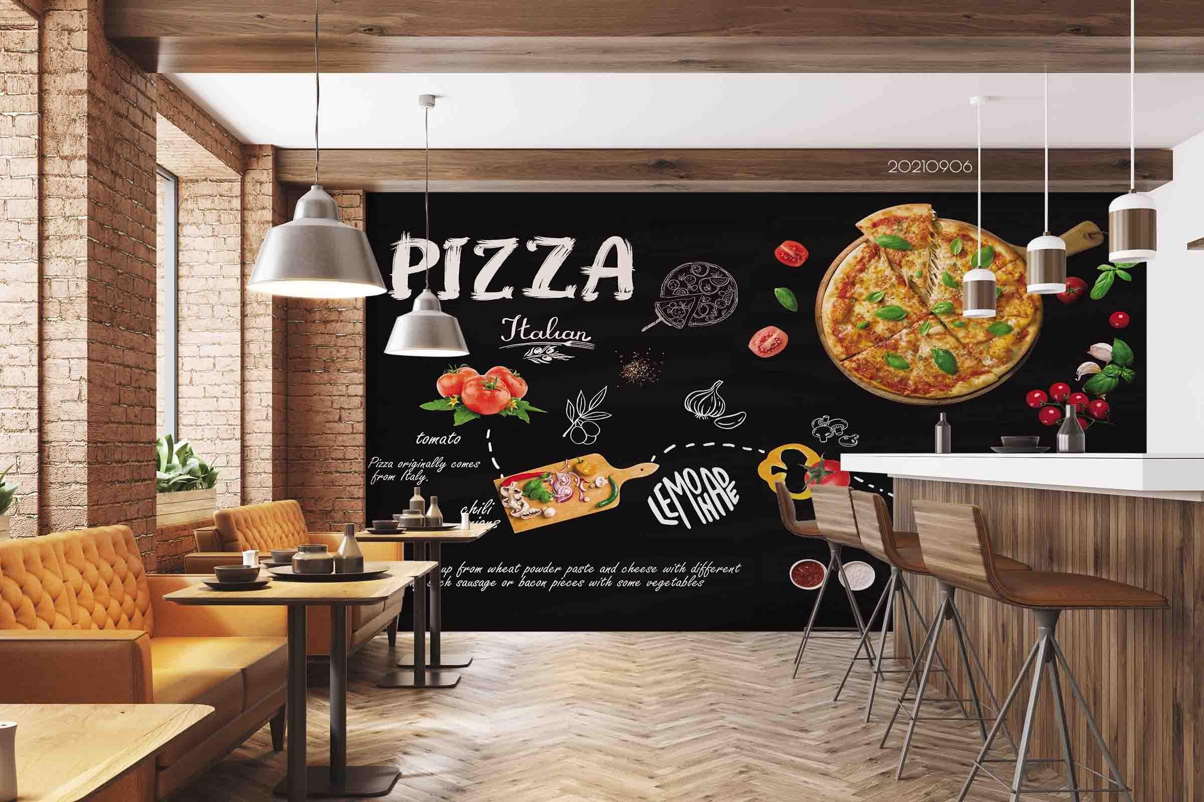 3D Pizza Shop Background Wall Mural Wallpaper LQH 575- Jess Art Decoration