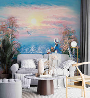 3D Hand-painted Rural Girl Forest Bird Wall Mural Wallpaper SWW5084- Jess Art Decoration