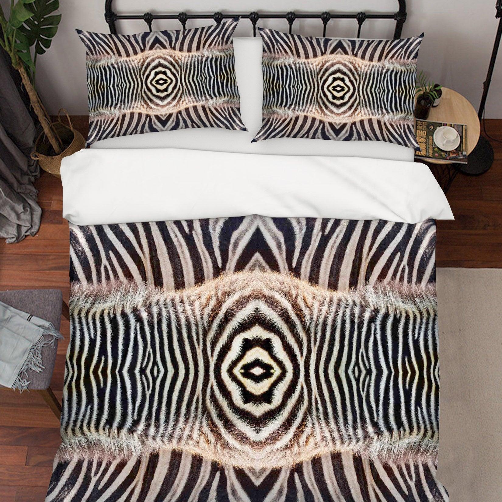 3D Zebra Fur Quilt Cover Set Bedding Set Pillowcases SF28- Jess Art Decoration