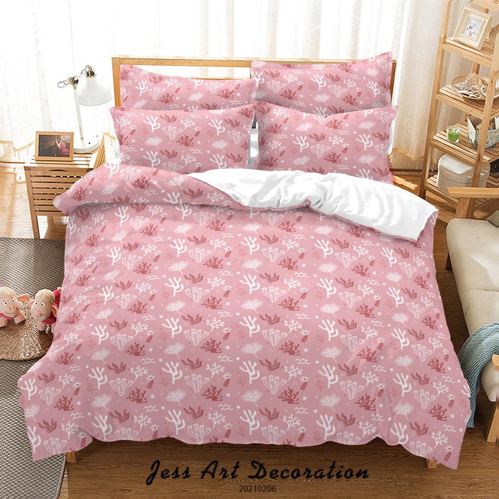 3D Hand Drawn Pink Coral Quilt Cover Set Bedding Set Duvet Cover Pillowcases 191- Jess Art Decoration
