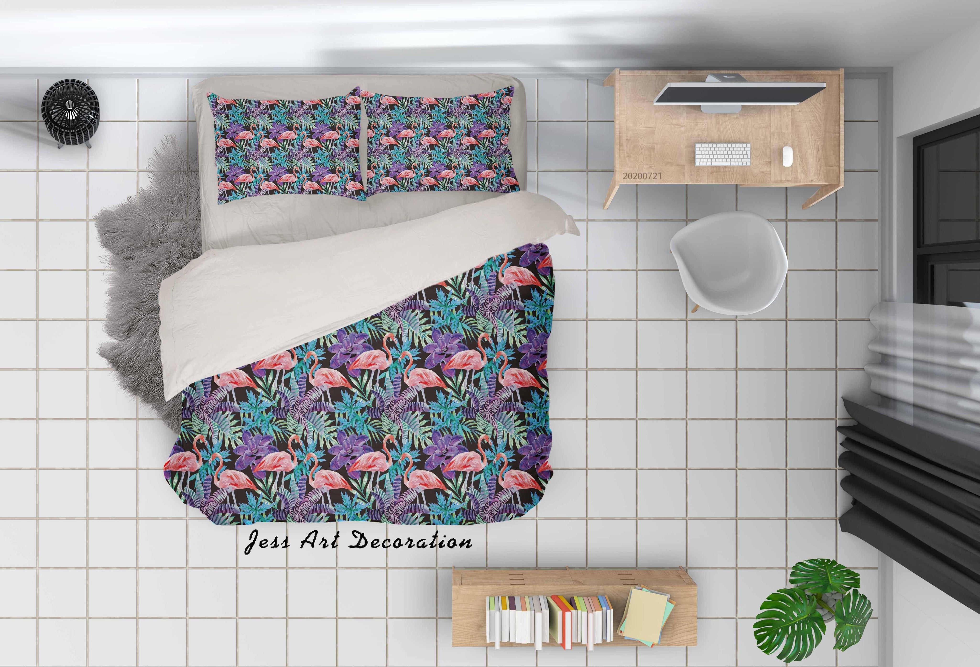 3D Red Flamingo Leaves Pattern Quilt Cover Set Bedding Set Duvet Cover Pillowcases WJ 3703- Jess Art Decoration