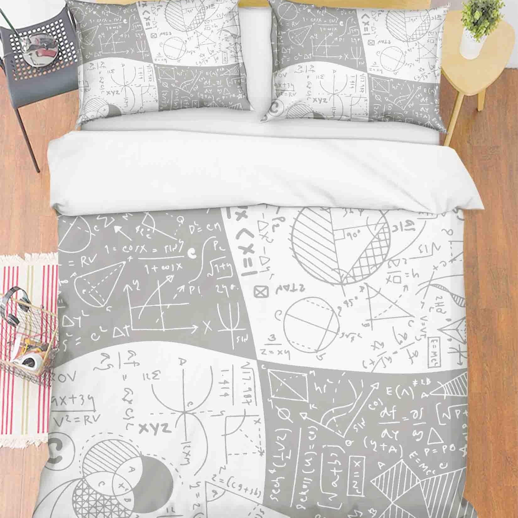 3D Abstract Learning Mathematical Doodle Quilt Cover Set Bedding Set Duvet Cover Pillowcases 57- Jess Art Decoration