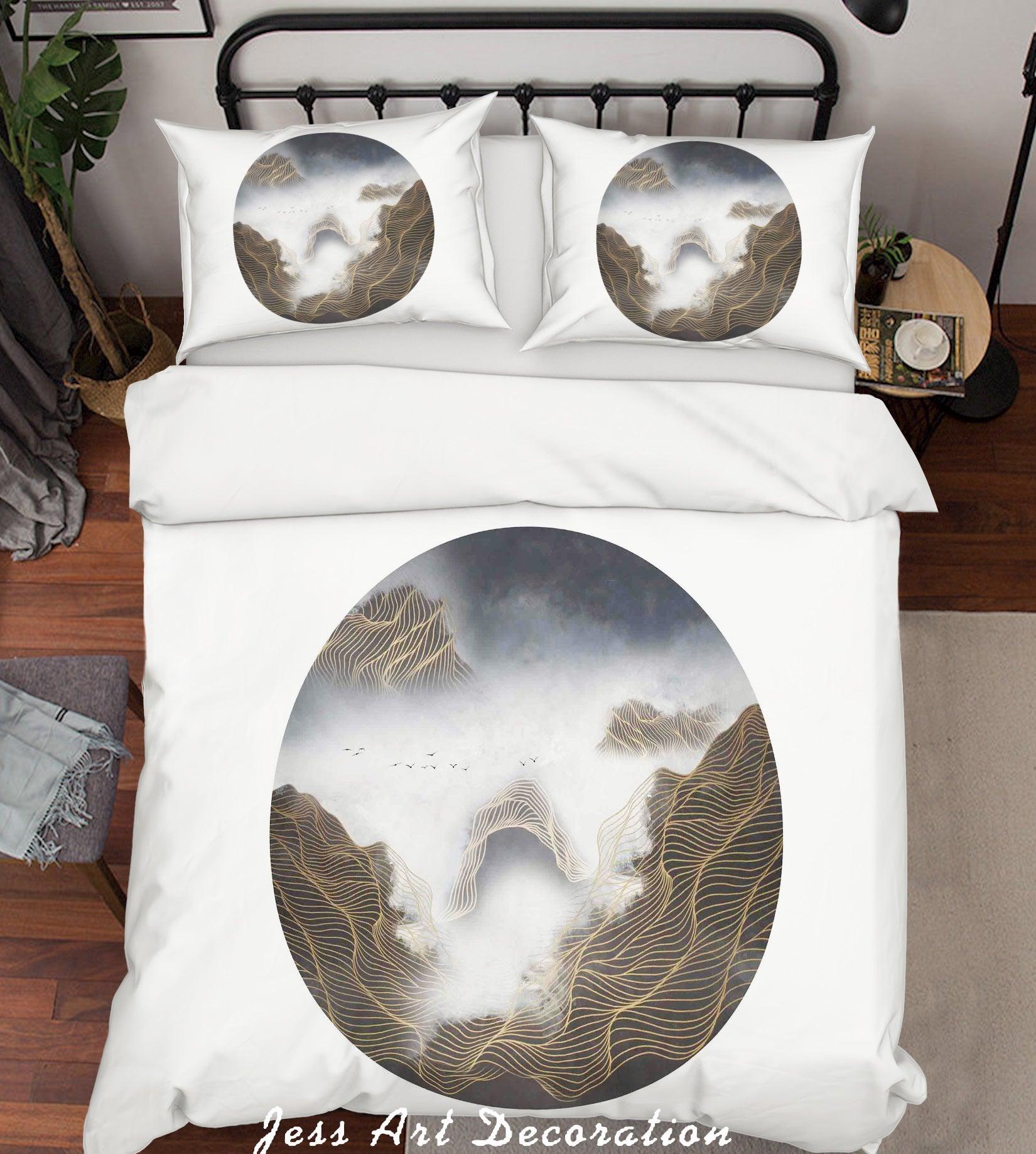 3D White Mountains Circle Quilt Cover Set Bedding Set Pillowcases 110- Jess Art Decoration