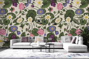 3D Lotus Flowers Wall Mural Wallpaper SF90- Jess Art Decoration