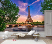 3D Eiffel Tower Canal Wall Mural Wallpaper 39- Jess Art Decoration