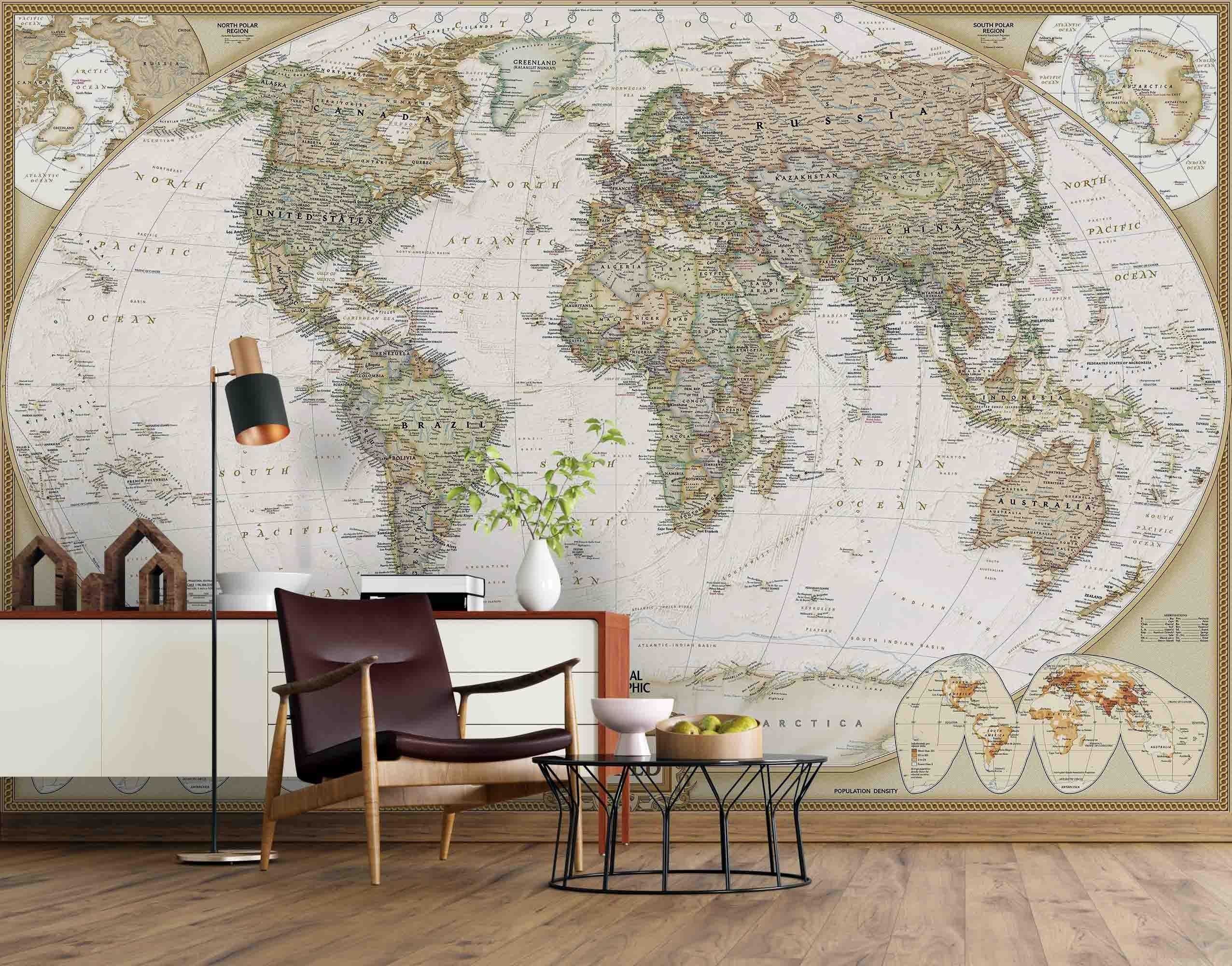 3D Retro World Map Wall Mural Wallpaper A298 LQH- Jess Art Decoration