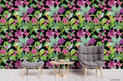 3D Tropical Leaves Colourful Flowers Pattern Wall Mural Wallpaper WJ 9791- Jess Art Decoration
