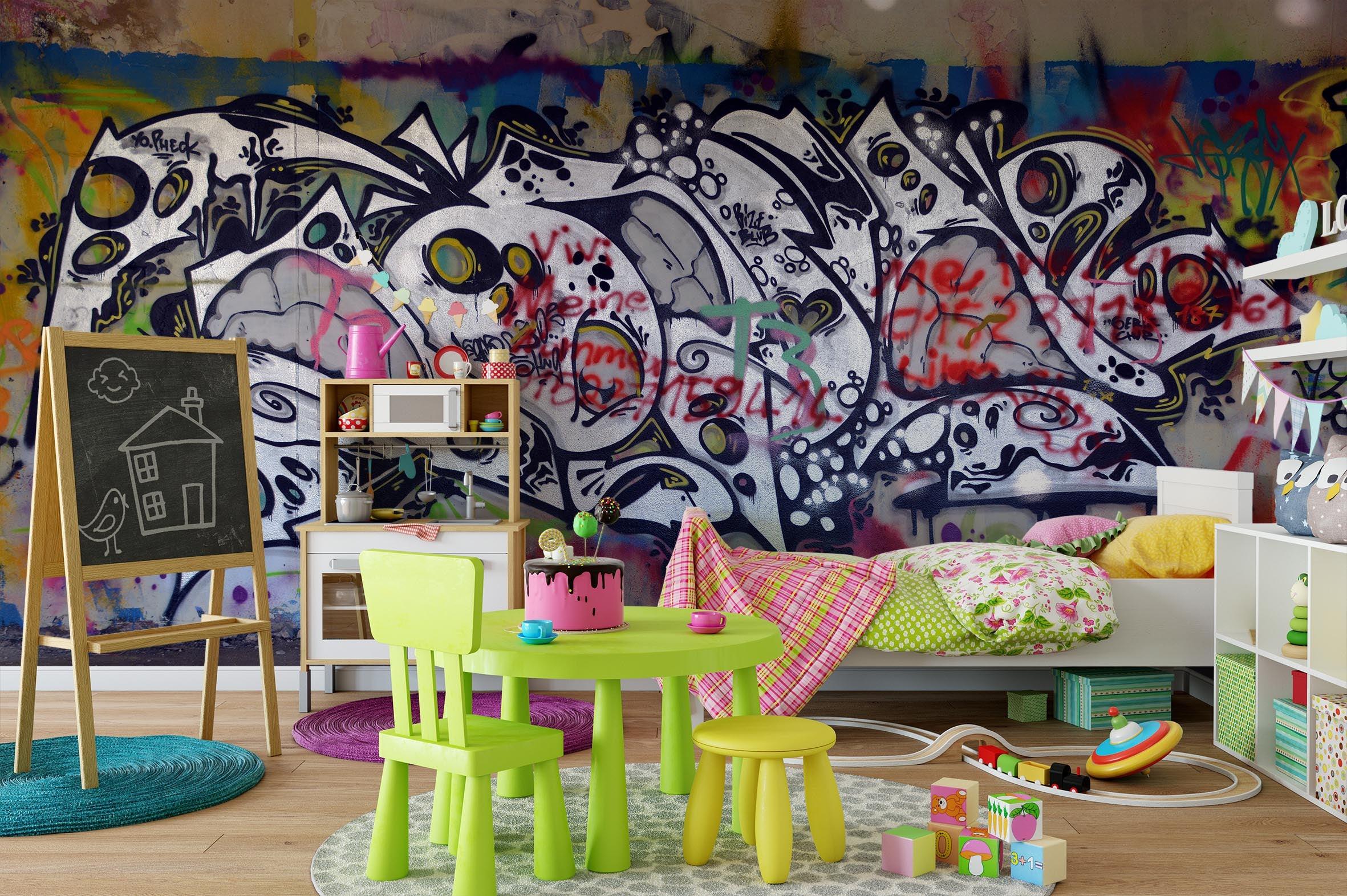 3D Abstract Colorful Graffiti Wall Mural Wallpaper 105- Jess Art Decoration