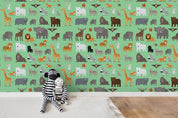 3D Cartoon Animal Green Wall Mural Wallpaper A193 LQH- Jess Art Decoration
