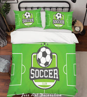 3D Green Football Field Quilt Cover Set Bedding Set Pillowcases 10- Jess Art Decoration