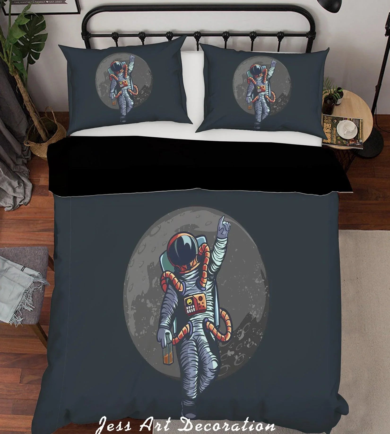 3D Black Astronaut Quilt Cover Set Bedding Set Pillowcases 01- Jess Art Decoration