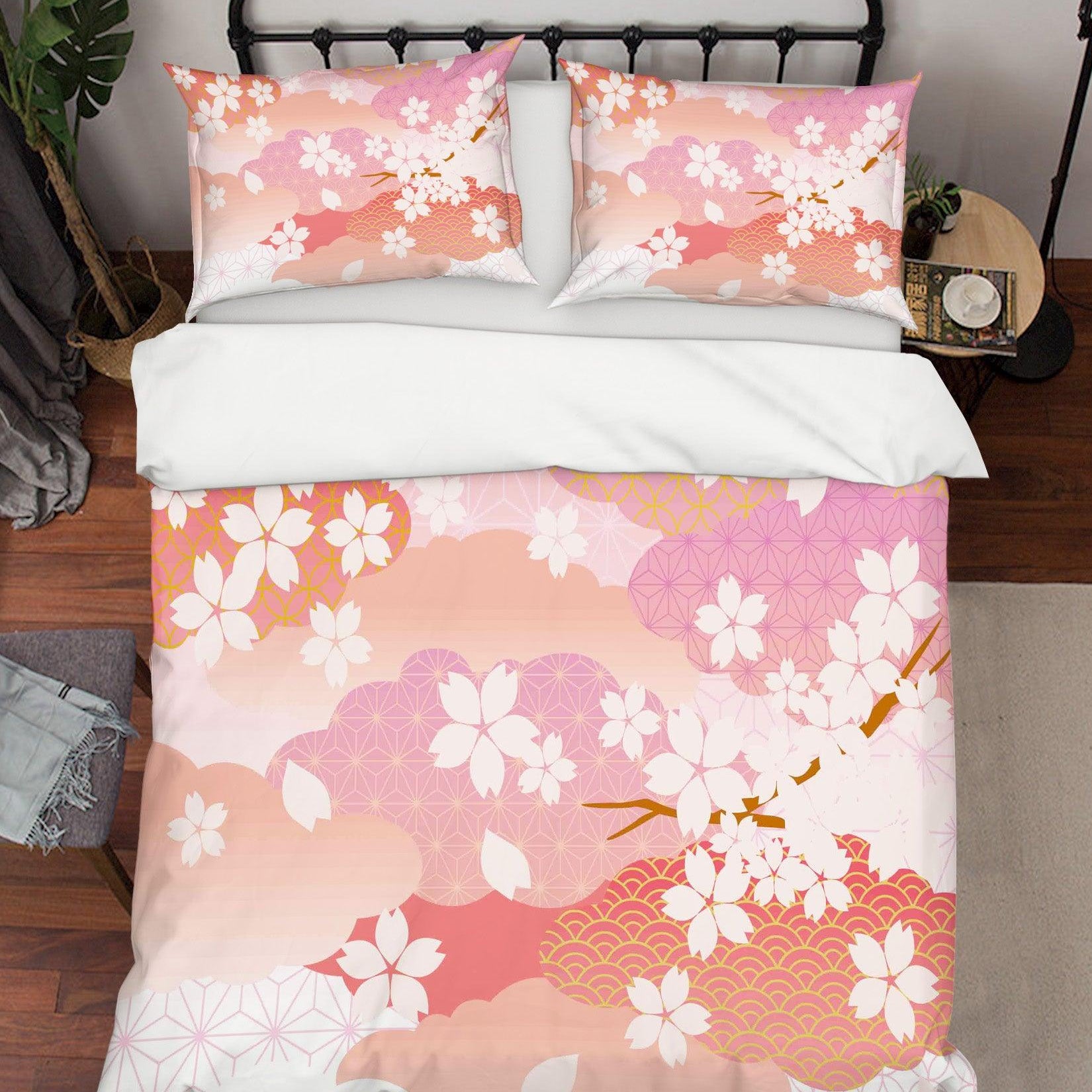 3D White Plum Blossom Floral Quilt Cover Set Bedding Set Pillowcases 32- Jess Art Decoration