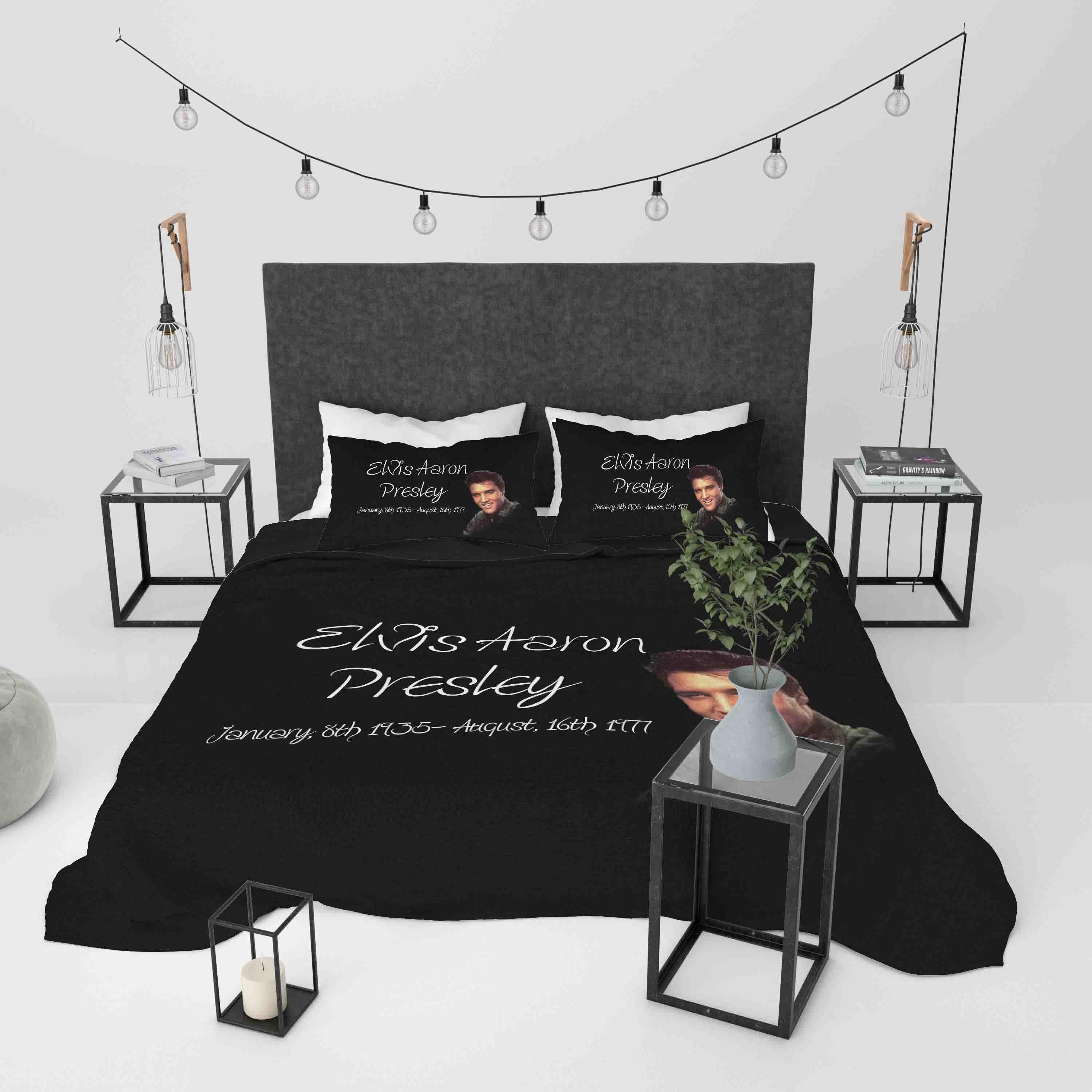 3D Elvis Aron Presley Black Quilt Cover Set Bedding Set Duvet Cover Pillowcases JN 1197- Jess Art Decoration