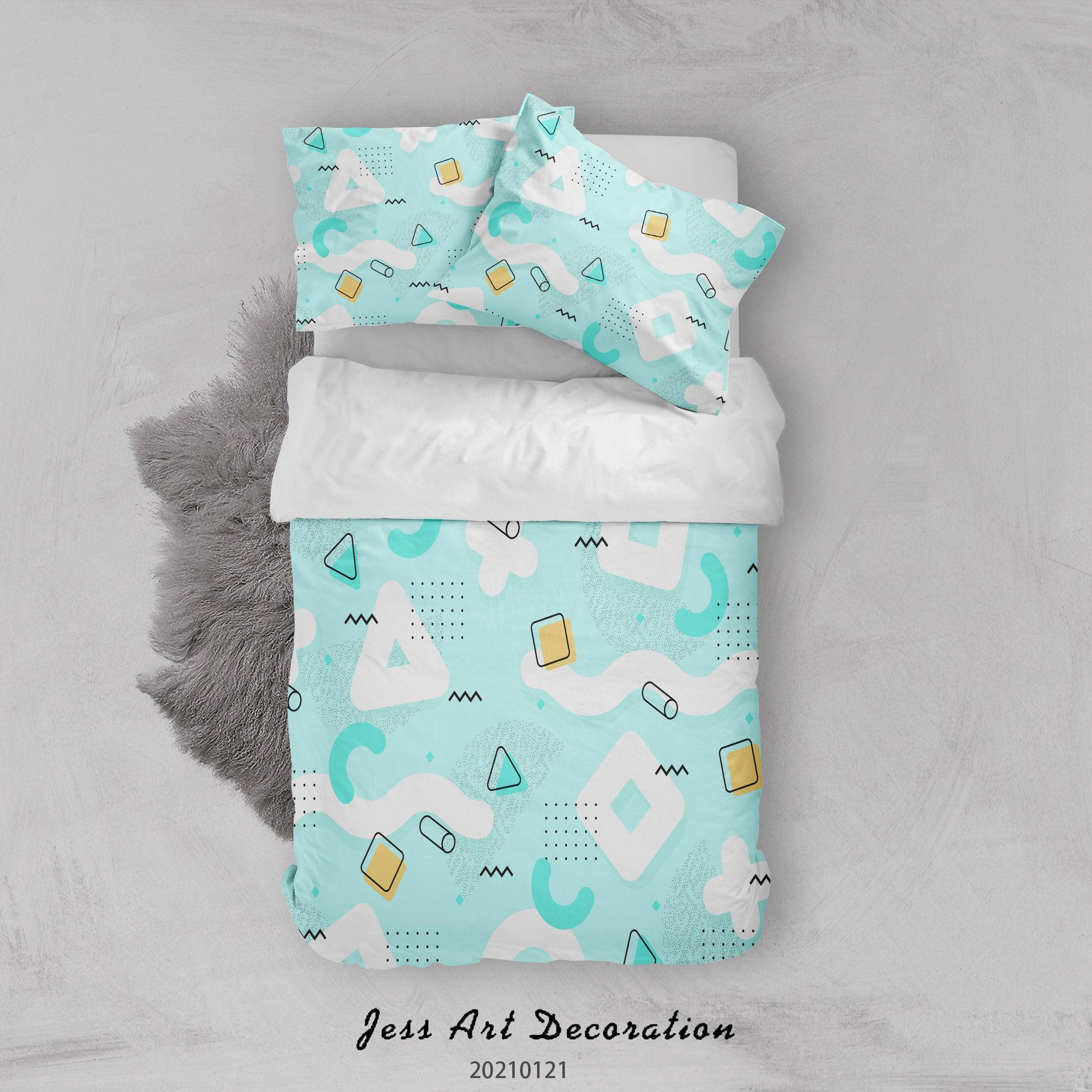 3D Abstract Green Geometric Pattern Quilt Cover Set Bedding Set Duvet Cover Pillowcases 118- Jess Art Decoration