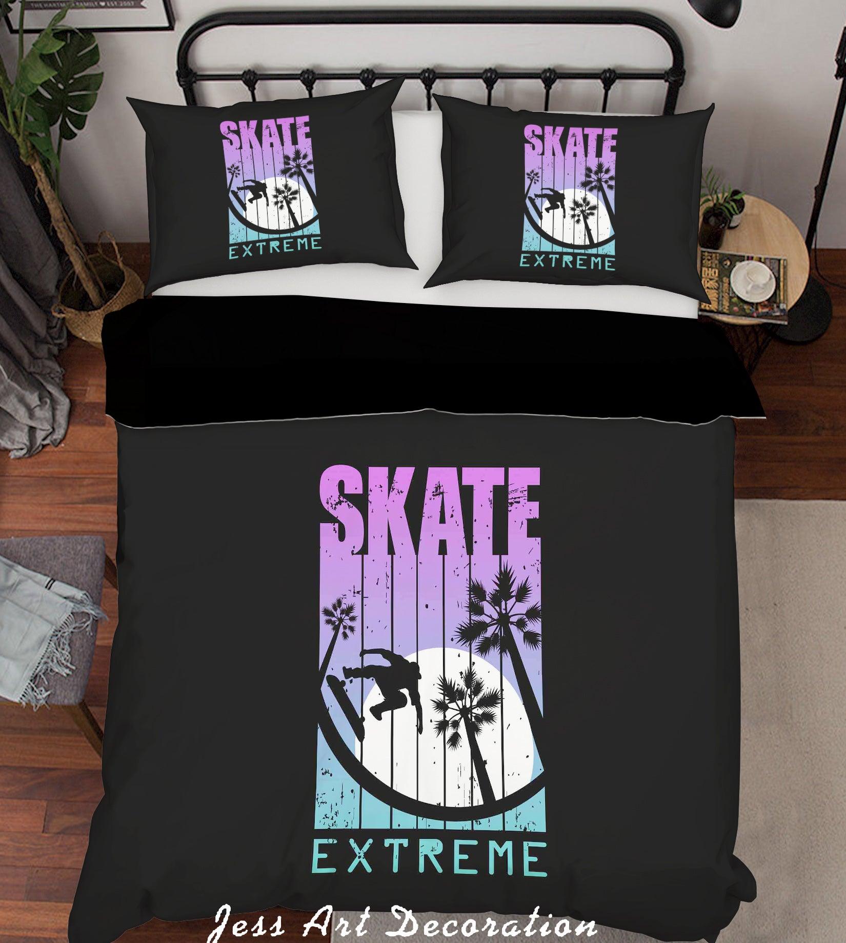 3D Black Skateboard Quilt Cover Set Bedding Set Pillowcases 07- Jess Art Decoration