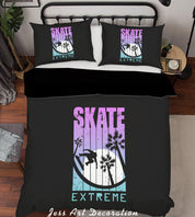 3D Black Skateboard Quilt Cover Set Bedding Set Pillowcases 07- Jess Art Decoration