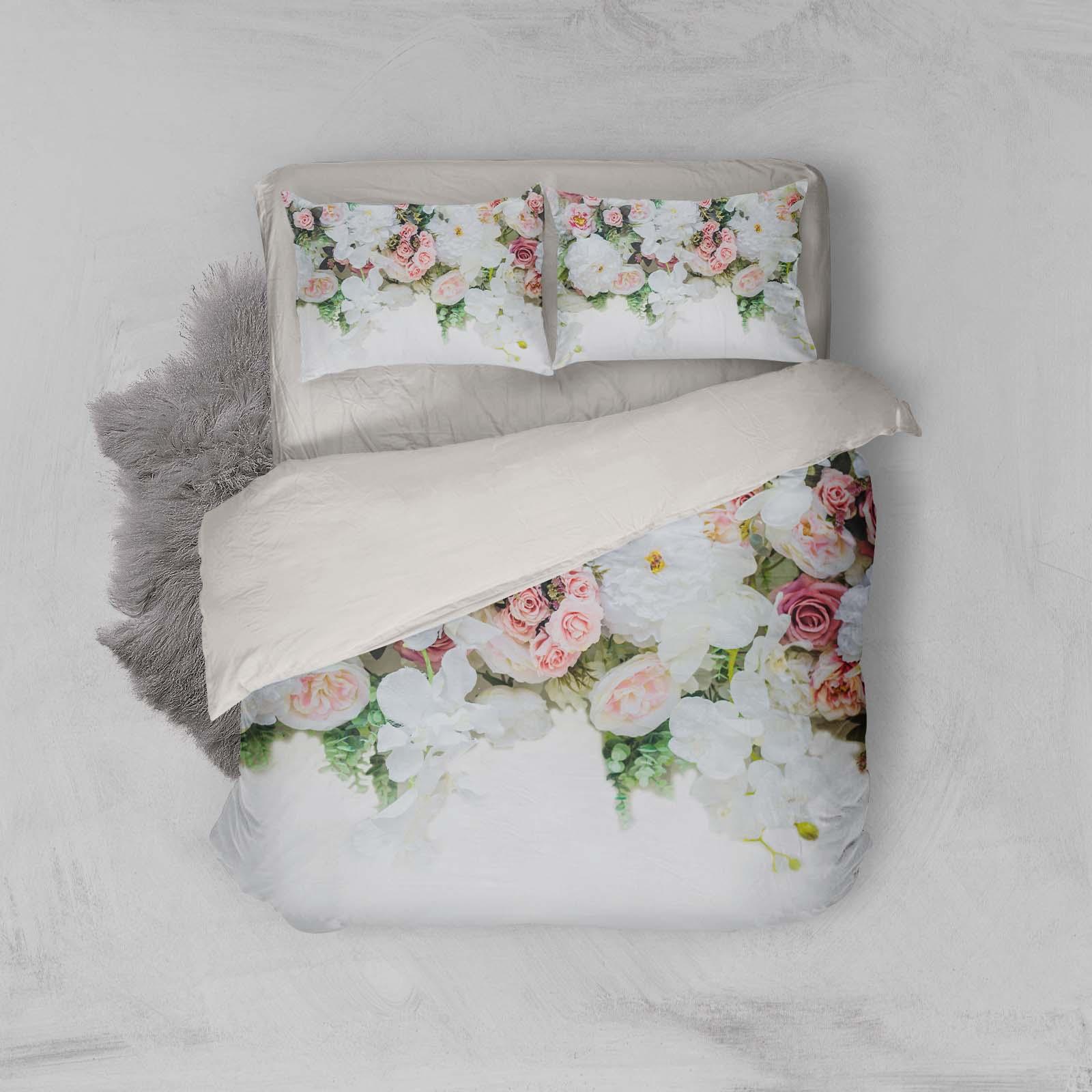 3D White Flowers Quilt Cover Set Bedding Set Pillowcases 15- Jess Art Decoration