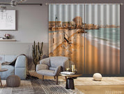 3D City Building Coastal Scenery Curtains and Drapes GD 514- Jess Art Decoration