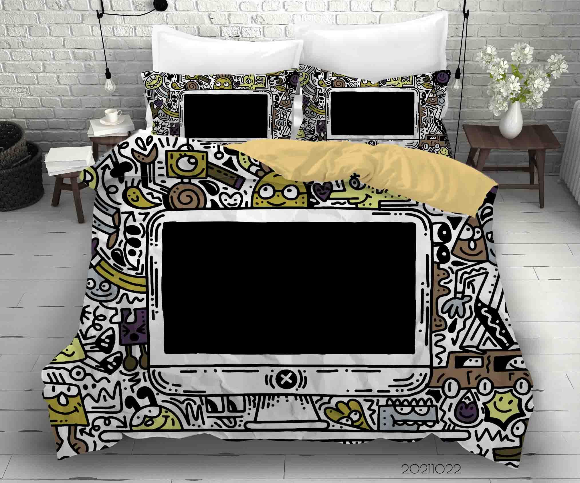 3D Abstract Art Graffiti Quilt Cover Set Bedding Set Duvet Cover Pillowcases 5- Jess Art Decoration
